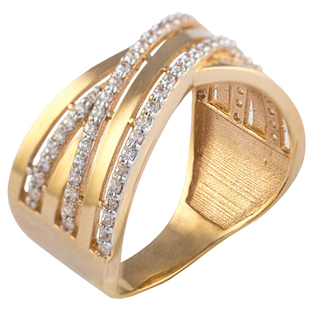 Кольцо, золото, фианит, 71017